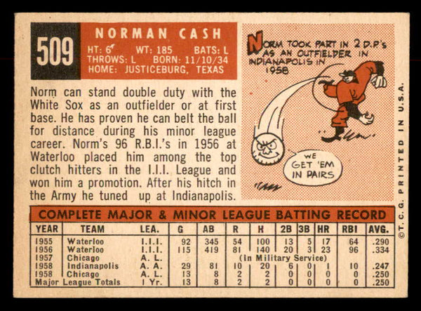 1959 Topps Baseball #509 Norm Cash White Sox EX-MT 552656
