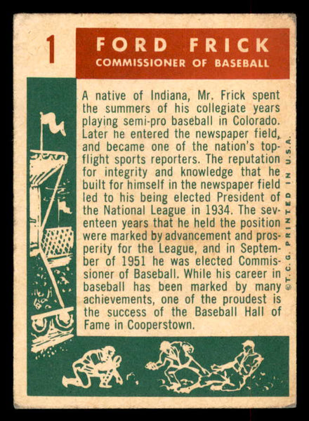 1959 Topps Baseball #001 Ford Frick Commissioner EX+/EX-MT 552664