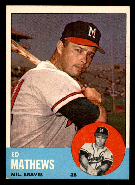 1963 Topps Baseball #275 Eddie Mathews Braves EX 552740