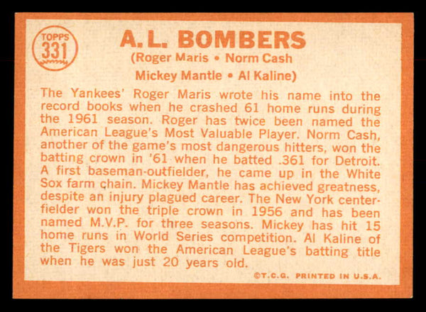 1964 Topps Baseball #331 Mickey Mantle Al Kaline Roger Maris EX-MT 552759