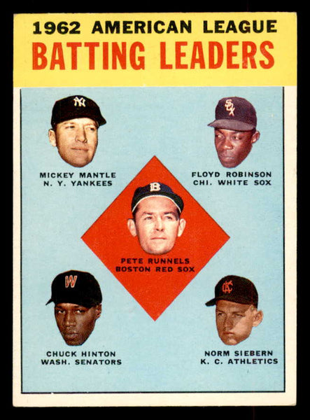 1963 Topps Baseball #002 A.L. Batting Leaders Mickey Mantle EX-MT 552762