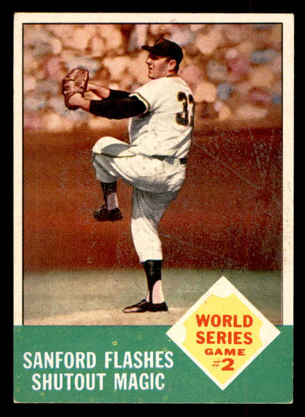 1963 Topps Baseball #143 World Series Game 2 Jack Sanford EX-MT 552850