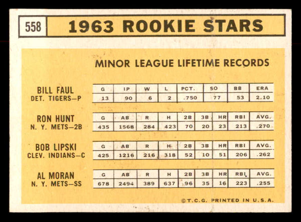 1963 Topps Baseball #558 Ron Hunt Mets EX 552873