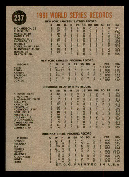 1962 Topps Baseball #237 World Series Summary Blanchard EX-MT 552913