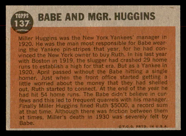 1962 Topps Baseball #137 Babe Ruth Yankees EX-MT 552916