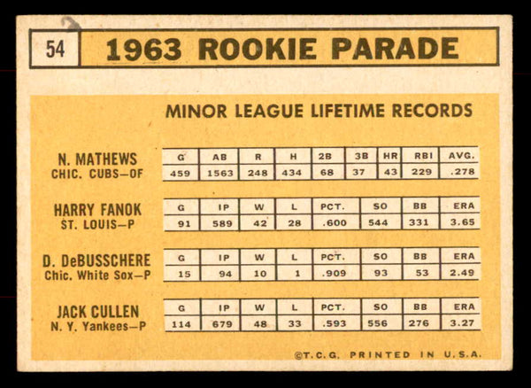 1963 Topps Baseball #054 Dave DeBusschere White Sox VG-EX 552928
