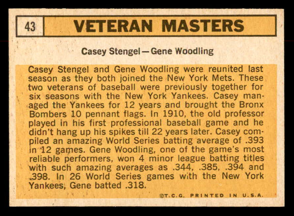 1963 Topps Baseball #043 Casey Stengel Gene Woodling EX-MT 552940