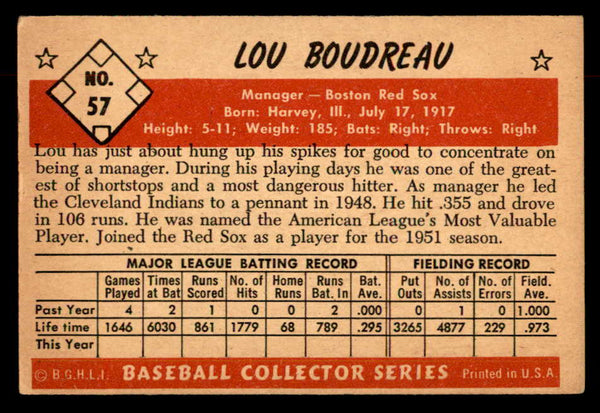 1953 Bowman Color Baseball #057 Lou Boudreau Red Sox EX+/EX-MT 552976