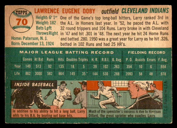1954 Topps Baseball #070 Larry Doby Indians EX+/EX-MT 552992