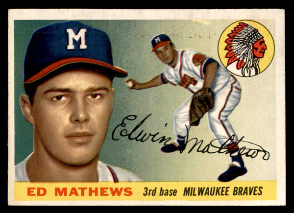 1955 Topps Baseball #155 Eddie Mathews Braves VG-EX 552994