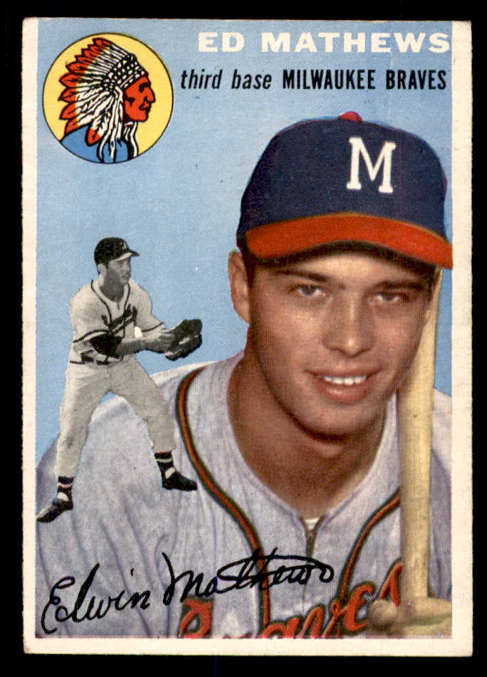 1954 Topps Baseball #030 Eddie Mathews Braves EX+/EX-MT 553013