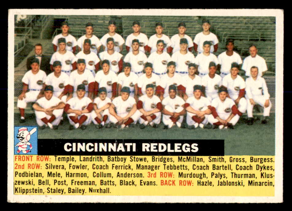 1956 Topps Baseball #090 Cincinnati Reds Team EX Gray 553026