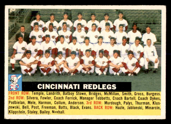 1956 Topps Baseball #090 Cincinnati Reds Team EX Gray 553026