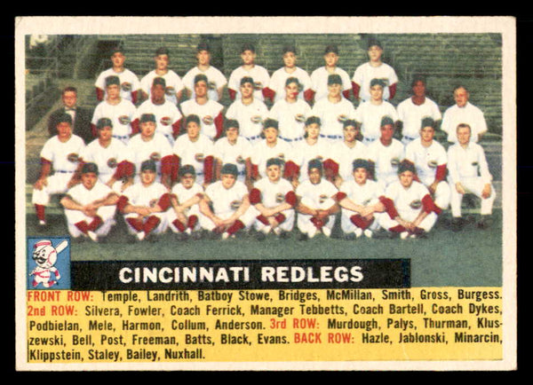 1956 Topps Baseball #090 Cincinnati Reds Team EX White 553027