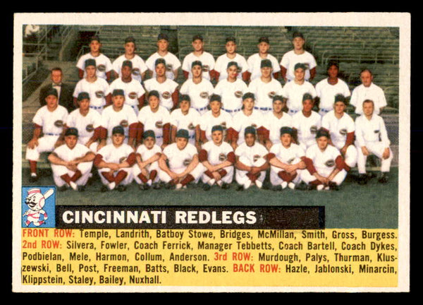 1956 Topps Baseball #090 Cincinnati Reds Team EX-MT White 553028