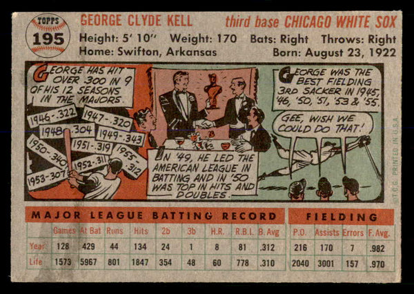 1956 Topps Baseball #195 George Kell White Sox EX-MT 553065