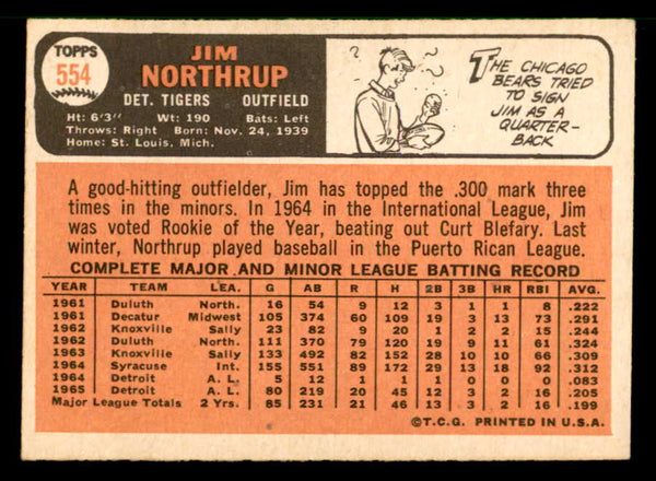 1966 Topps Baseball #554 Jim Northrup Tigers EX 553128
