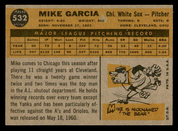 1960 Topps Baseball #532 Mike Garcia White Sox EX-MT 553231