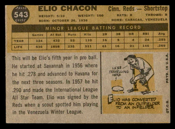 1960 Topps Baseball #543 Elio Chacon Reds EX-MT 553245