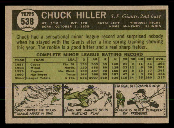 1961 Topps Baseball #538 Chuck Hiller Giants EX-MT 553290