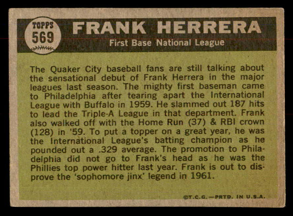 1961 Topps Baseball #569 Frank Herrera A.S. Phillies VG-EX 553337