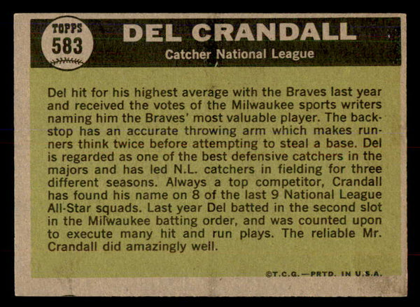 1961 Topps Baseball #583 Del Crandall A.S. Braves EX-MT 553347