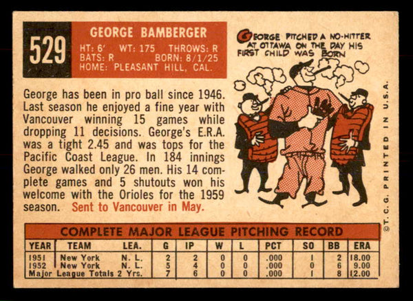 1959 Topps Baseball #529 George Bamberger Orioles EX-MT 553369