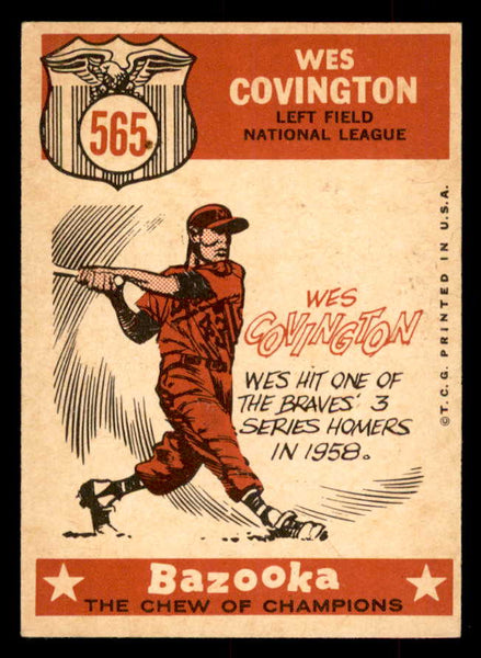 1959 Topps Baseball #565 Wes Covington A.S. Braves EX-MT 553398