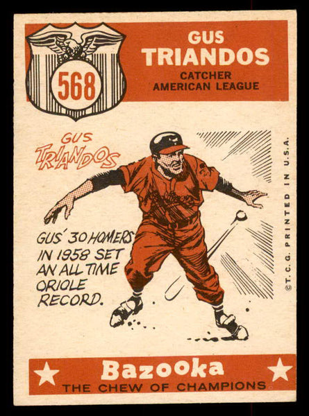 1959 Topps Baseball #568 Gus Triandos A.S. Orioles EX 553401