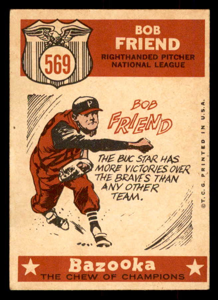 1959 Topps Baseball #569 Bob Friend A.S. Pirates EX+/EX-MT 553402