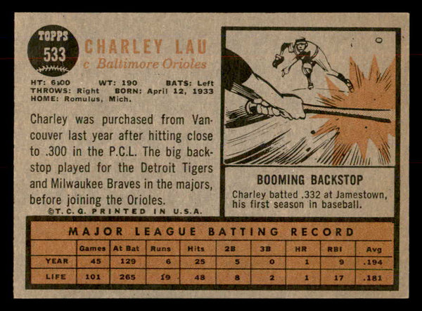 1962 Topps Baseball #533 Charley Lau Orioles NR-MT 553419
