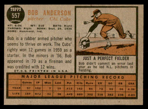 1962 Topps Baseball #557 Bob Anderson Cubs EX-MT 553461