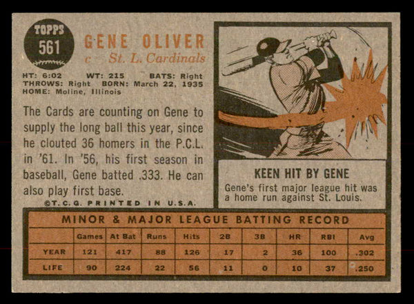 1962 Topps Baseball #561 Gene Oliver Cardinals EX-MT 553468