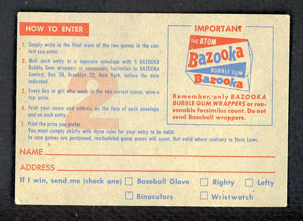 1957 Topps Baseball Contest Card May 25 EX+/EX-MT 553526