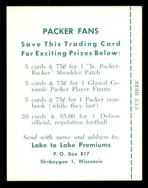 1960 Lake To Lake #009 Bill Forester Packers NR-MT 553559