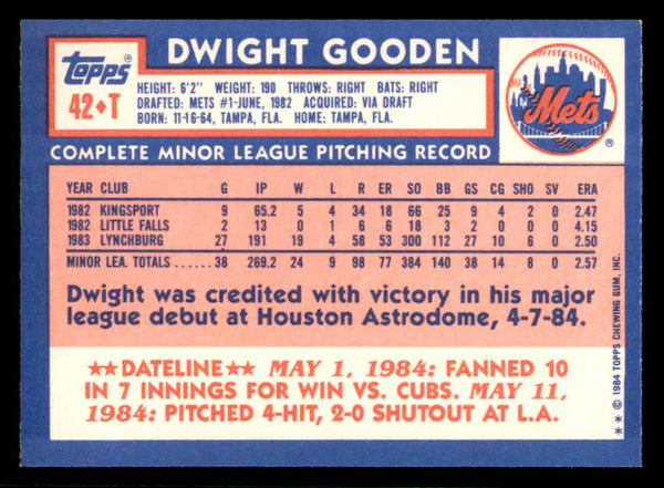 1984 Topps Traded #042T Dwight Gooden Mets NR-MT 553572