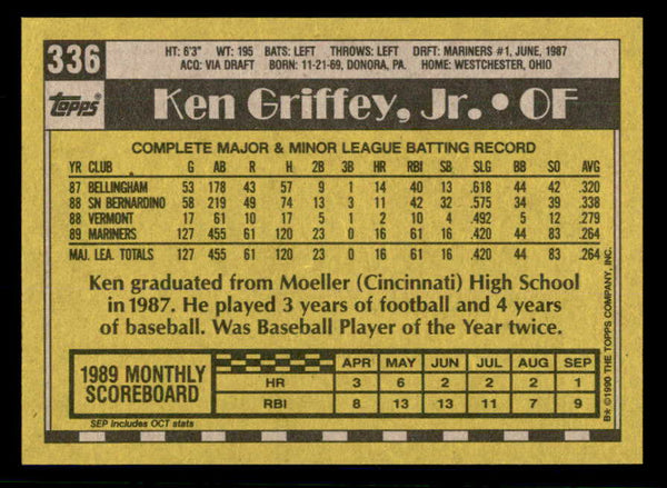 1990 Topps #336 Ken Griffey Jr Mariners NR-MT 553580