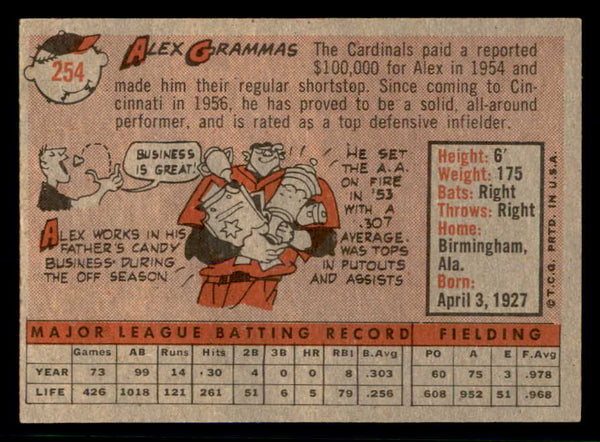 1958 Topps Baseball #254 Alex Grammas Reds NR-MT 553653