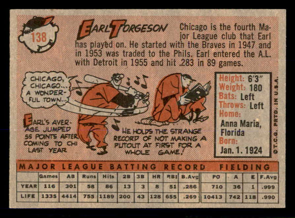 1958 Topps Baseball #138 Earl Torgeson White Sox NR-MT 553668