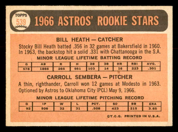 1966 Topps Baseball #539 Bill Heath Astros EX-MT 553726