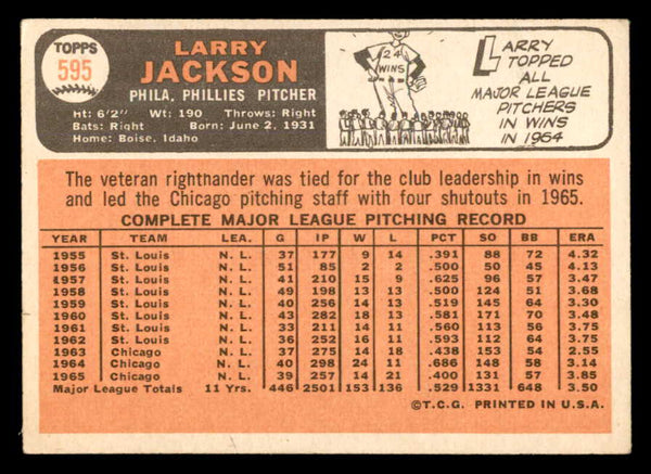1966 Topps Baseball #595 Larry Jackson Phillies VG-EX 553855