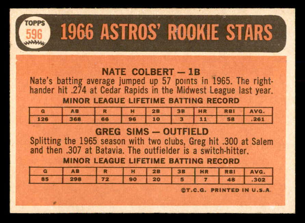1966 Topps Baseball #596 Nate Colbert Astros EX-MT 553858