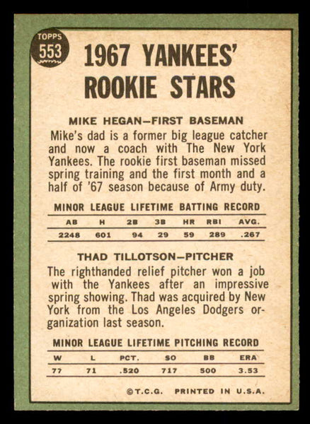 1967 Topps Baseball #553 Mike Hegan Yankees NR-MT 553983