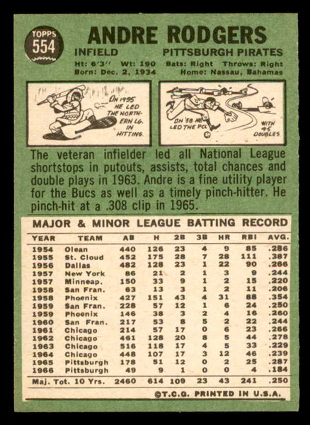 1967 Topps Baseball #554 Andre Rodgers Pirates NR-MT 553991