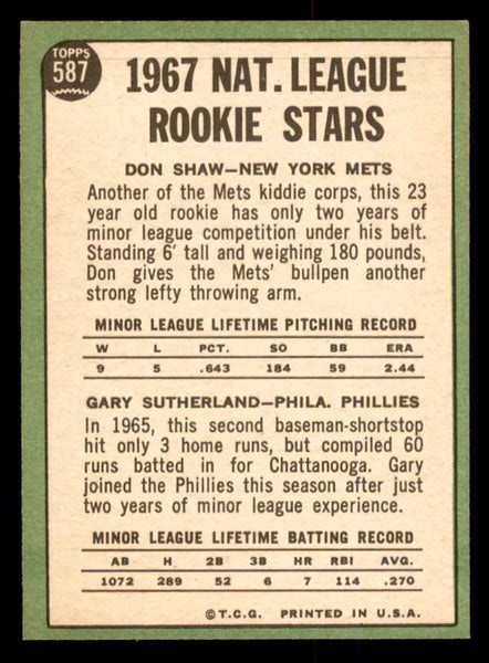 1967 Topps Baseball #587 Don Shaw Mets EX-MT 554198