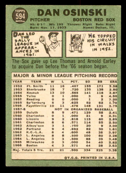 1967 Topps Baseball #594 Dan Osinski Red Sox EX-MT 554255