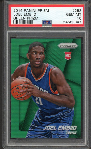2014 Panini Prizm #253 Joel Embiid 76ers PSA 10 GEM MINT Green 554354