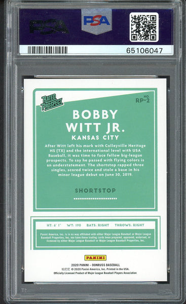 2020 Panini Donruss #RP2 Bobby Witt Jr Royals PSA 10 GEM MINT Silver 554357