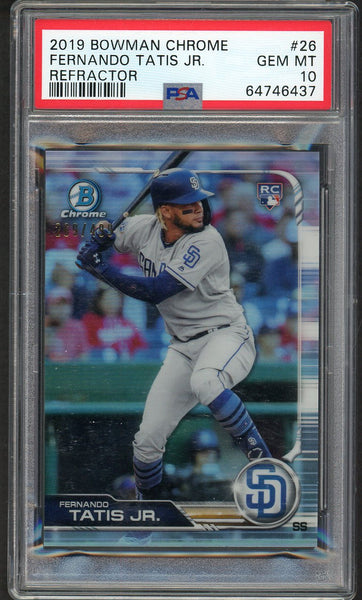 2019 Bowman Chrome Refractor #026 Fernando Tatis Jr Padres PSA 10 GEM MINT 554364
