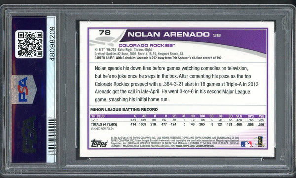 2013 Topps Chrome #078 Nolan Arenado Rockies PSA 9 MINT 554368